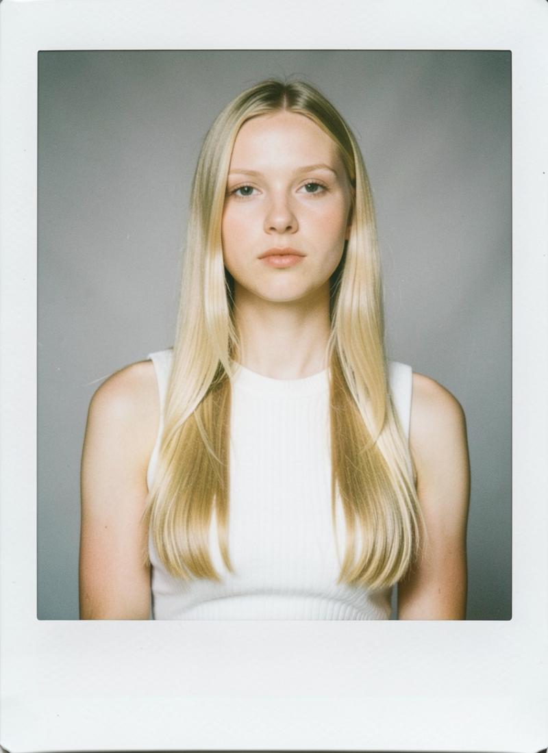 Polaroid av modellen Ingrid Halvorsen